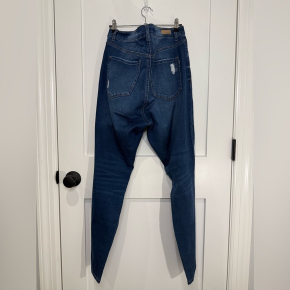 Garage Taille Haute Retro High Waist Distressed Dark Slim Denim Jeans Size 13 - Picture 2 of 5